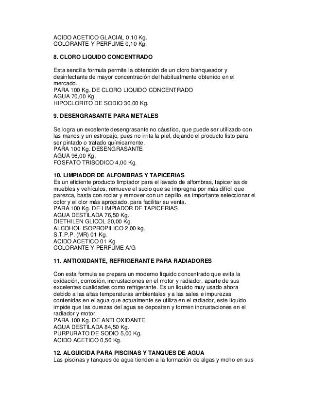 formulas para la elaboracion de