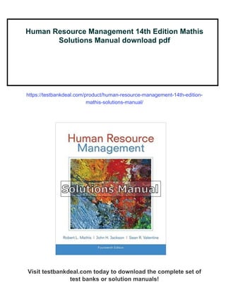 Human Resource Management 14th Edition Mathis Solutions Manual | PDF