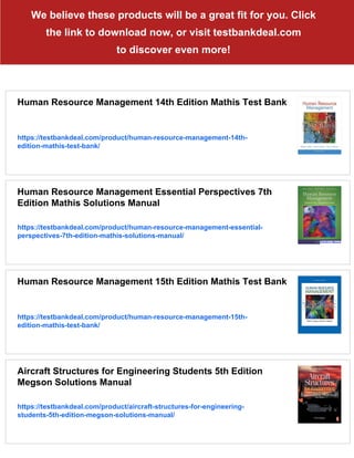 81 Mathis Human Resource Management 14th Edition Mathis Solutions Manual | PDF