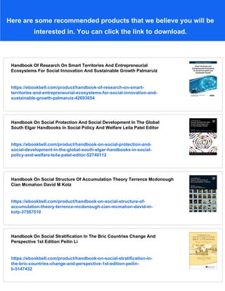 Handbook On Social Innovation And Social Policy 1st Edition Stephen ...