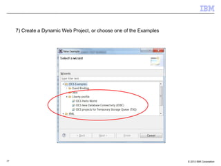 29 © 2012 IBM Corporation
7) Create a Dynamic Web Project, or choose one of the Examples
 