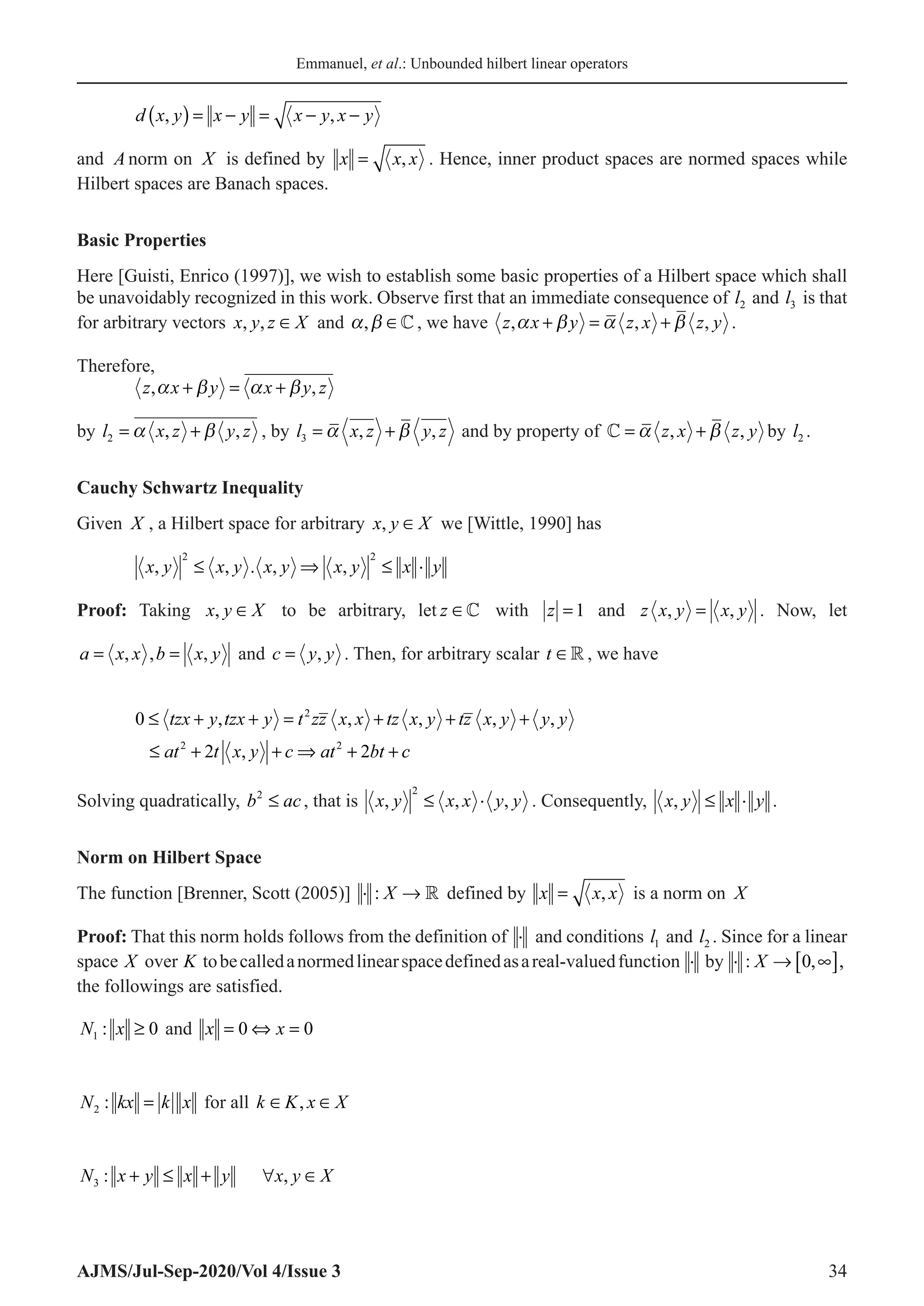 On Application of Unbounded Hilbert Linear Operators in Quantum ...