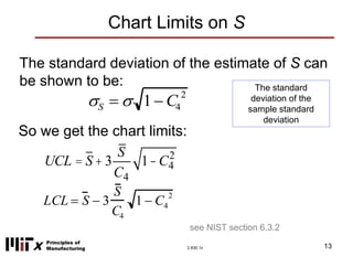 Control of Manufacturing Processes Subject 2.830.1x Week 4 Control ...