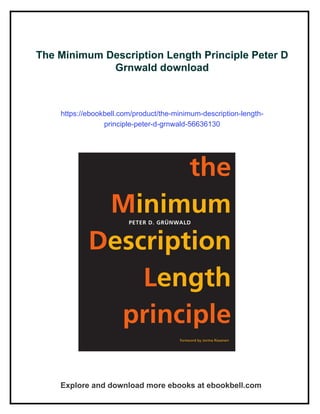 The Minimum Description Length Principle Peter D Grnwald | PDF