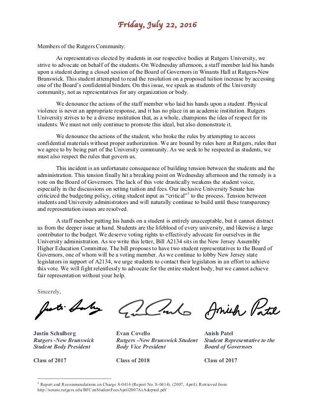 Open letter to the Rutgers University Community2