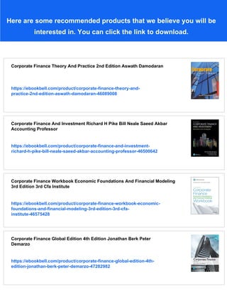Corporate Finance 6th Edition Berk Jonathan Demarzo Peter | PDF