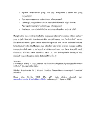 Nlp Meta Model.pdf meta model nlp | PDF