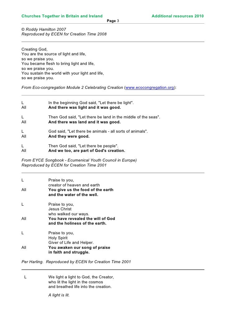 Church Worship Resources for Creation Care