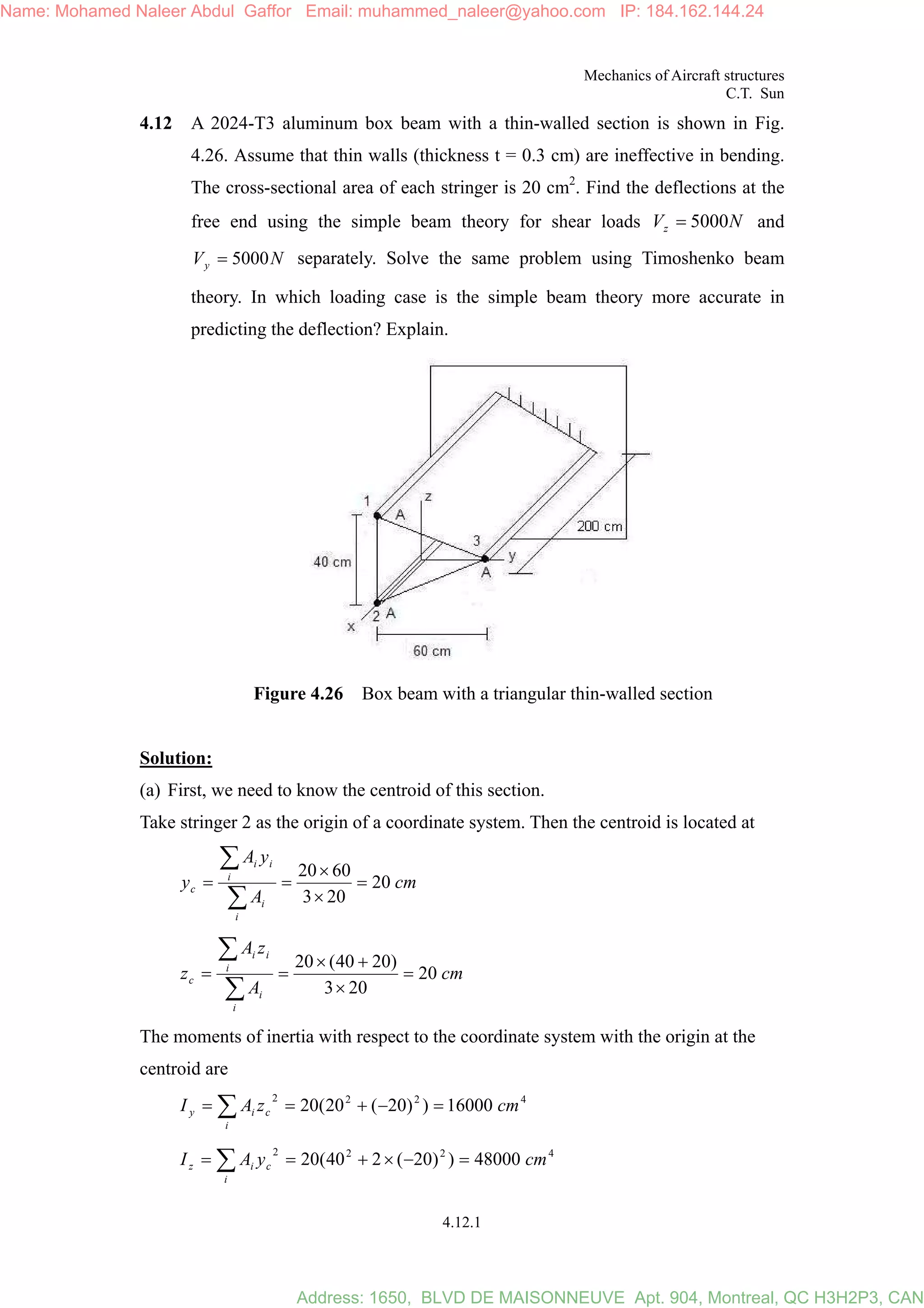 Mechanics of Aircraft Structures solution manual C.T. Sun 2nd ed | PDF
