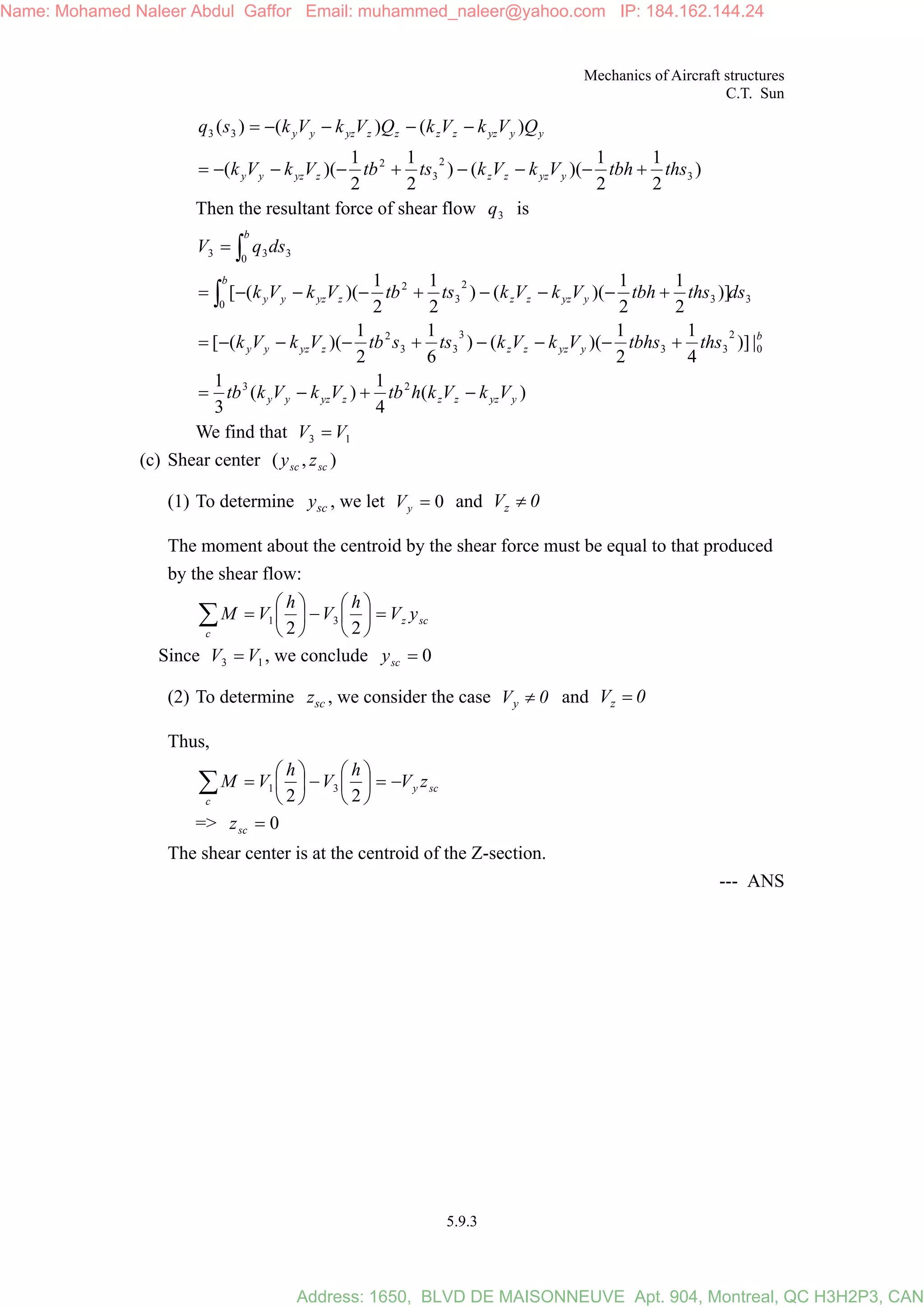 Mechanics of Aircraft Structures solution manual C.T. Sun 2nd ed | PDF