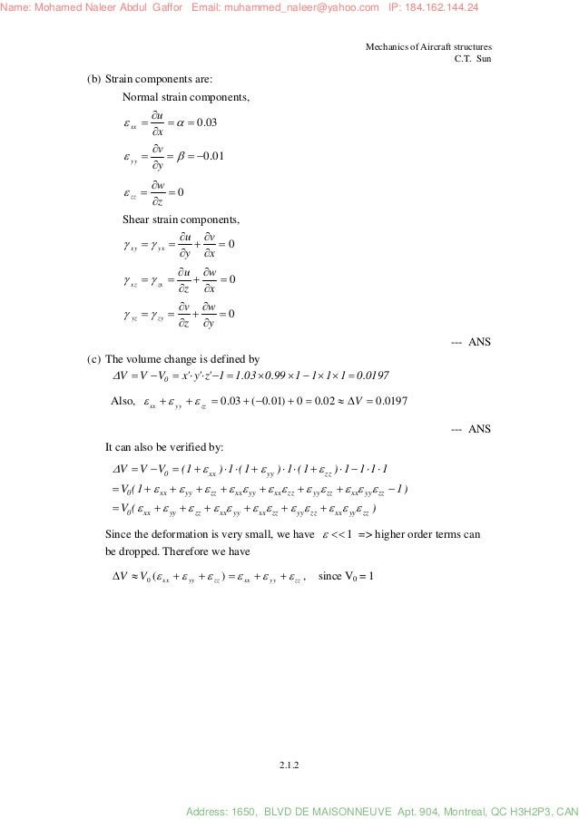 mechanics of aircraft structures solution manual c.t.sun Mechanics of aircraft structures solution manual c. T. Sun 2nd ed.