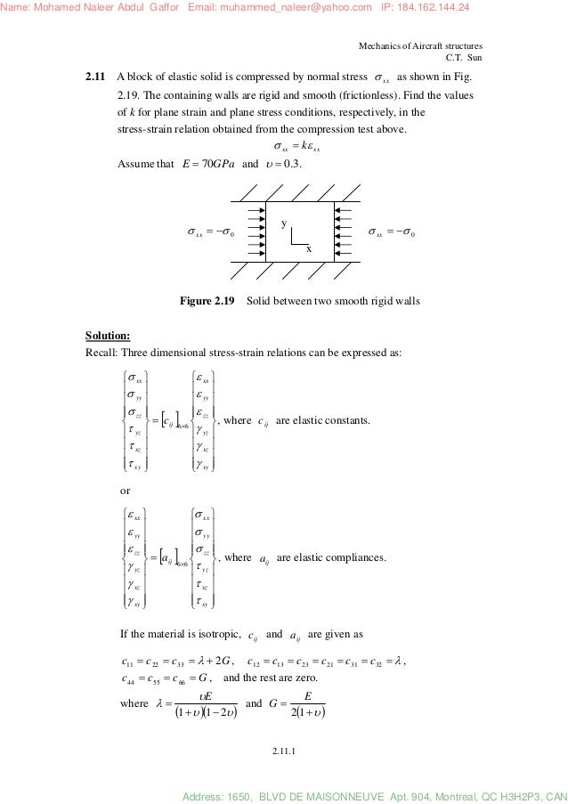 mechanics of aircraft structures solution manual c.t.sun Mechanics of aircraft structures solution manual c. T. Sun 2nd ed.