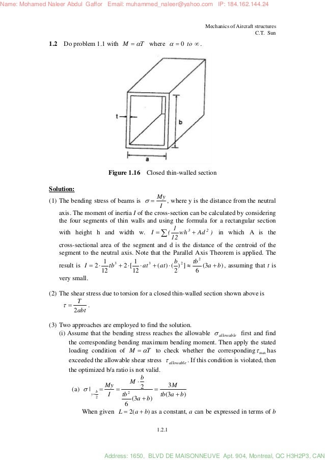 mechanics of aircraft structures solution manual c.t.sun Mechanics of aircraft structures solution manual c. T. Sun 2nd ed.