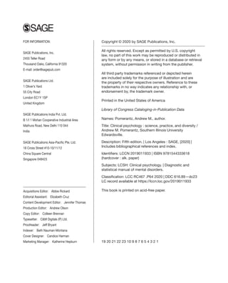 Clinical Psychology Science Practice And Diversity Andrew M Pomerantz | PDF