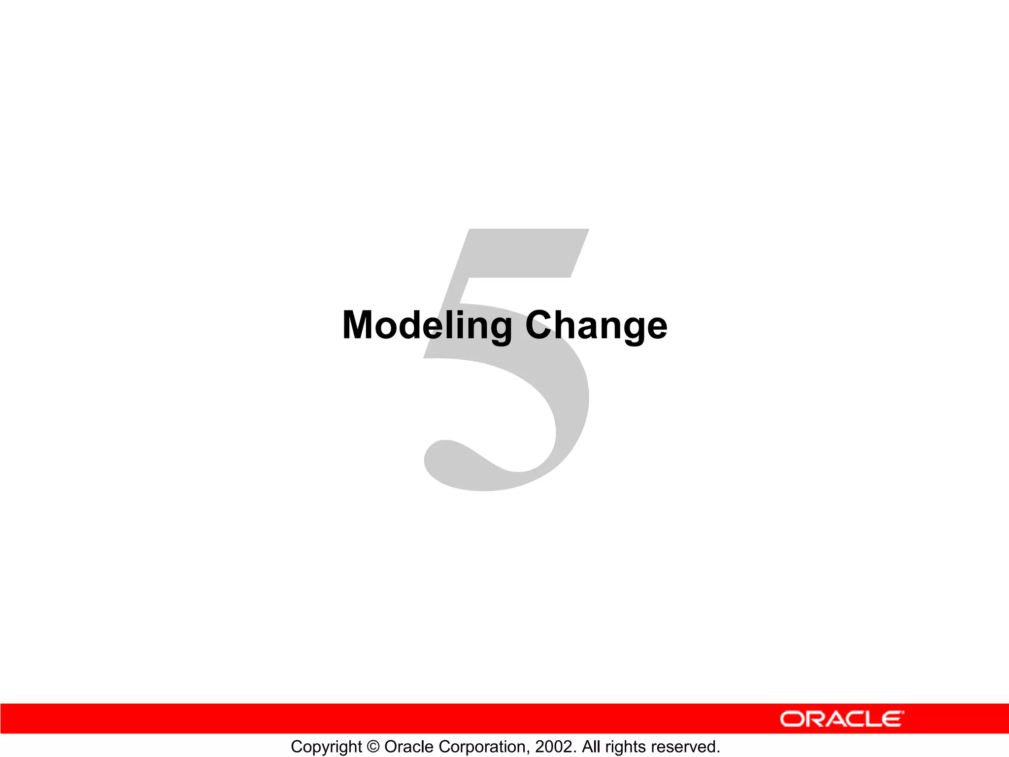 Modeling Change




Copyright © Oracle Corporation, 2002. All rights reserved.
 