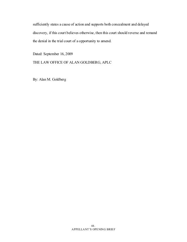 writing sample opening brief quick