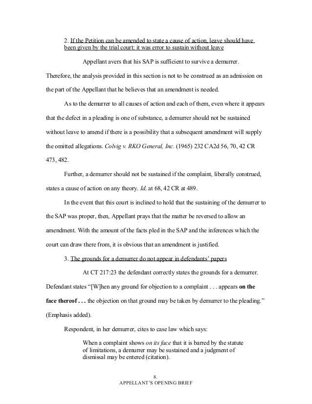 writing sample opening brief quick