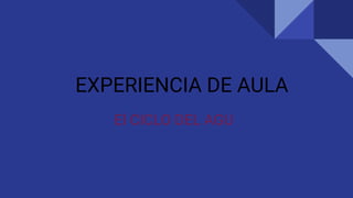 EXPERIENCIA DE AULA
El CICLO DEL AGU
 