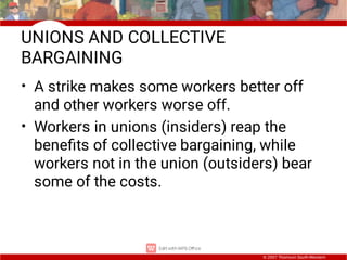 © 2007 Thomson South-Western
UNIONS AND COLLECTIVE
BARGAINING
•
•
A strike makes some workers better off
and other workers...