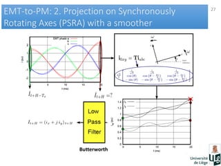 27
EMT-to-PM: 2. Projection on Synchronously
Rotating Axes (PSRA) with a smoother
EMT-to-PM: 2. Projection on Synchronously
Rotating Axes (PSRA) with a smoother
Butterworth
 