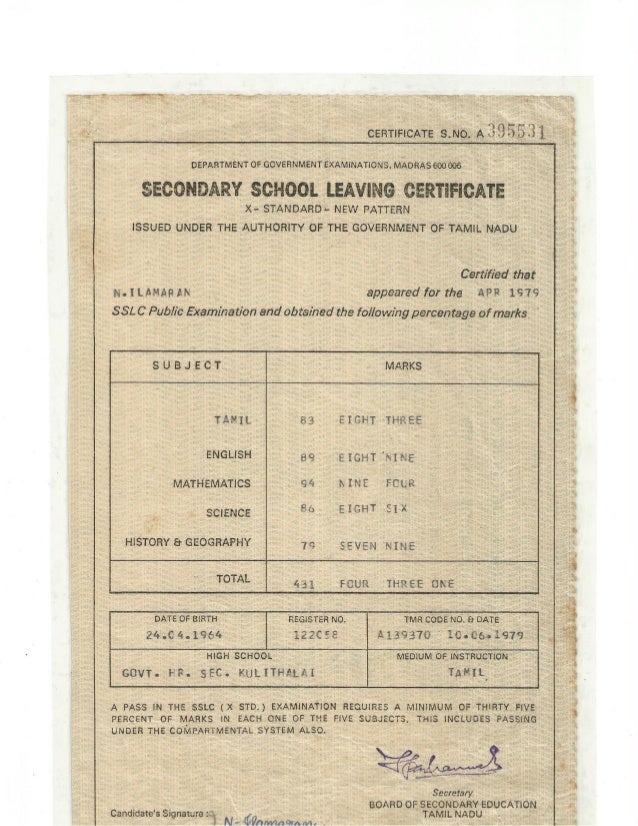Senior Secondary Certificate Senior Secondary Certificate