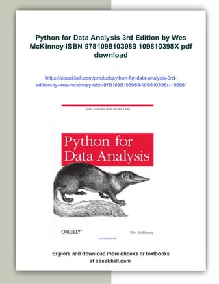 Python for Data Analysis 3rd Edition by Wes McKinney ISBN 9781098103989 ...