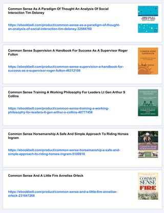 Common Sense Training.pdf Common Sense A Political History Sophia Rosenfeld | PDF