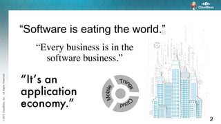 ©2015CloudBees,Inc.AllRightsReserved
22
“Software is eating the world.”
“Every business is in the
software business.”
“It’s an
application
economy.”
 
