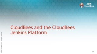 ©2015CloudBees,Inc.AllRightsReserved
20
©2015CloudBees,Inc.AllRightsReserved
20
CloudBees and the CloudBees
Jenkins Platform
 