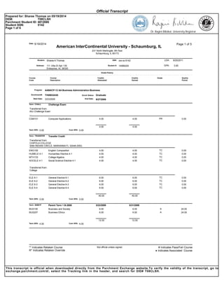 Sharee college transcripts | PDF