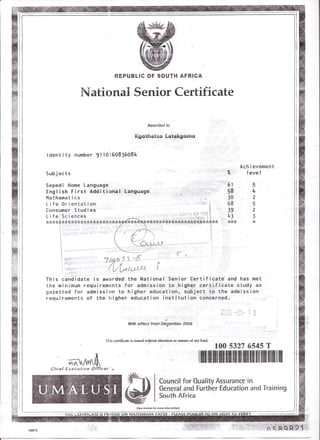 Grade 12 Certificate