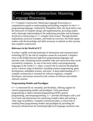 C Compiler Construction Mastering Language Processing Computer Science ...