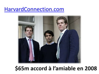 HarvardConnection.com
$65m accord à l’amiable en 2008
 