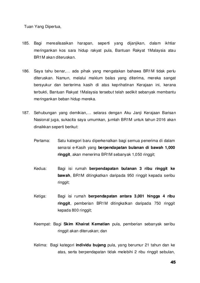 Ucapan Penuh Bajet 2016