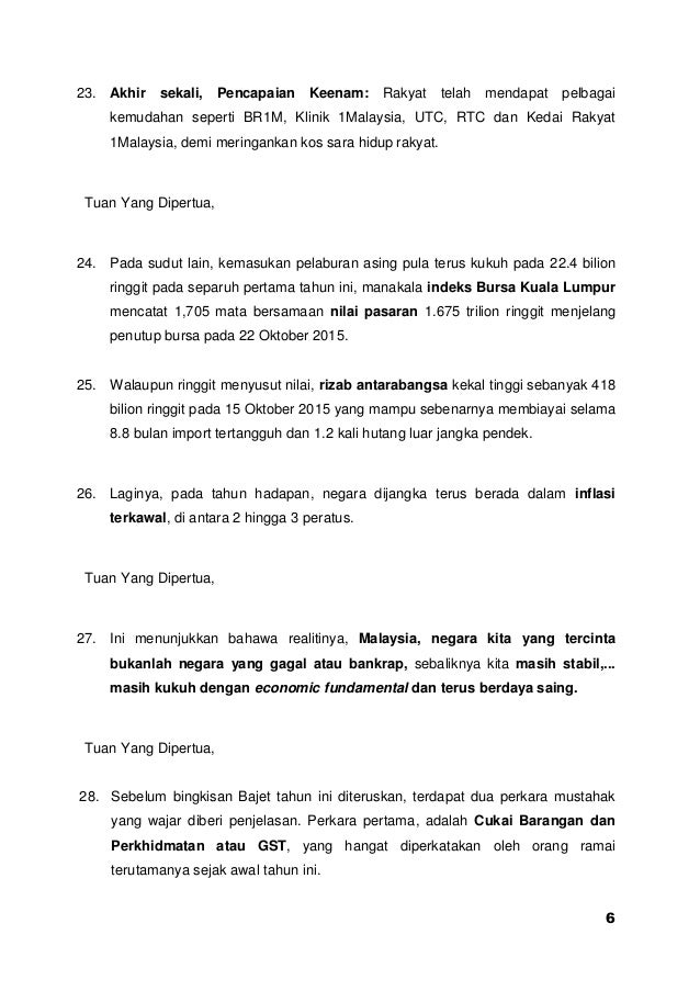 Ucapan Penuh Bajet 2016