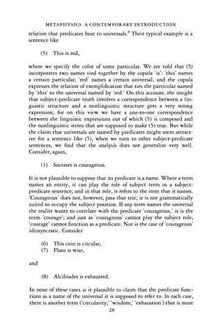 Universal Metaphysics Metaphysics A Contemporary Introduction Michael J Loux | PDF