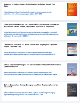 Carbon Capture Utilization And Storage Technologies 1st Edition Ali ...