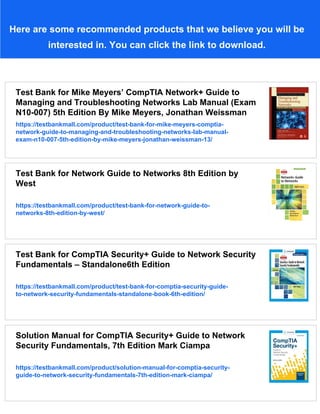 Test Bank for Mike Meyers’ CompTIA Network+ Guide to Managing and ...