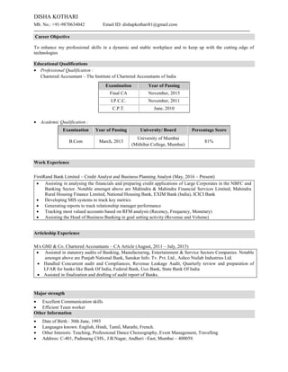 Disha Kothari - RESUME | PDF