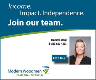 Let’s talk
Income.
Impact. Independence.
Join our team.
Jennifer Ward
B 863-607-4393
 