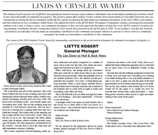 Lyndsay Chrysler Award