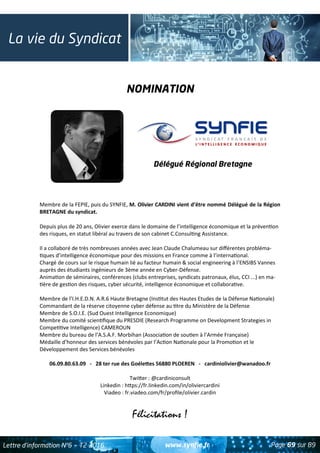SYNFIE - Newsletter N6 - Juin 2016