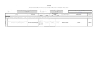 Formato 3:
Acciones para el desarrollo del Proyecto para la Incorporación de la Perspectiva de Género en Escuelas Secundarias
Escuela/Modalidad:
Turno:
CCT:

Secundaria Diurna No. 287 "Julio Verne"
Vespertino
09DES4287B
Objetivo/
Actividades

Entidad Federativa:
Municipio y localidad:
Ciclo escolar:
Recursos

Responsables
Materiales

Humanos

Distrito Federal
Iztapalapa
2013 - 2014
Periodo de ejecución
(mes/año)
Inicio
Término

Costo total del proyecto:
$117,000.00
Dinámica o espacio escolar en la
que se llevará a cabo

Población objetivo

Presupuesto
cotizado

Sala de usos múltiples

Docentes

$3,000.00

DISCRIMINACION
DESIGUALDAD

Acciones

Objetivo: Promover prácticas orientadas a atender los procesos de aprendizaje de los alumnos y alumnas como una forma de evitar la violencia al género femenino.

Equipo para
proyección,
Cine debate en el que se proyecte una película en la que se aborde la
película, pañuelos Docente de apoyo
Edgar Pérez Pérez Apoyo de USAER
discriminación a la mujer (Perfume de Violetas).
desechables,
orientadoras
fotocopias de
ficha técnica.

3 de diciembre
de 2013

3 de diciembre
de 2013

 