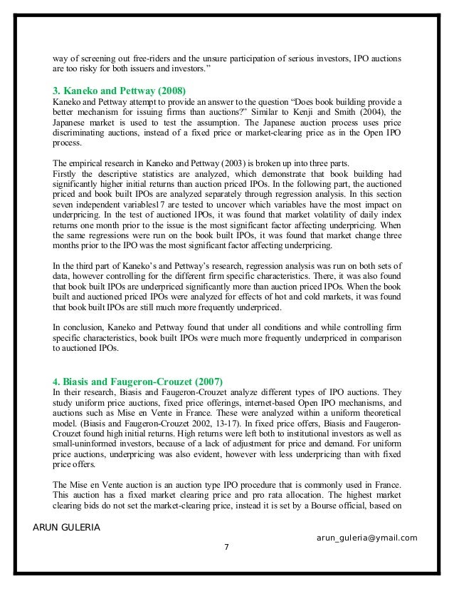 Bidding price for ipo