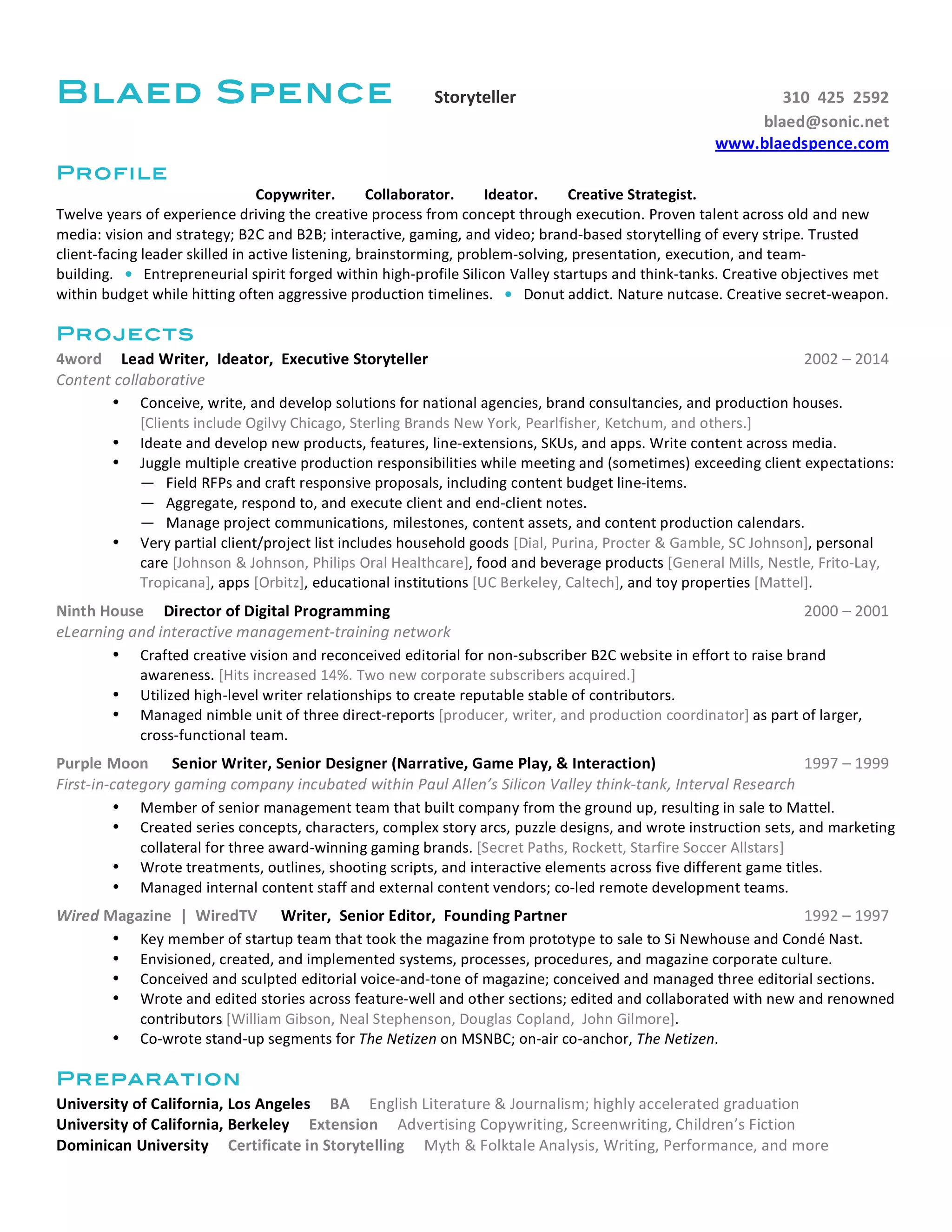 Blaed Spence RESUME BIO PDF - Blaed Spence RESUME BIO 1 2048 