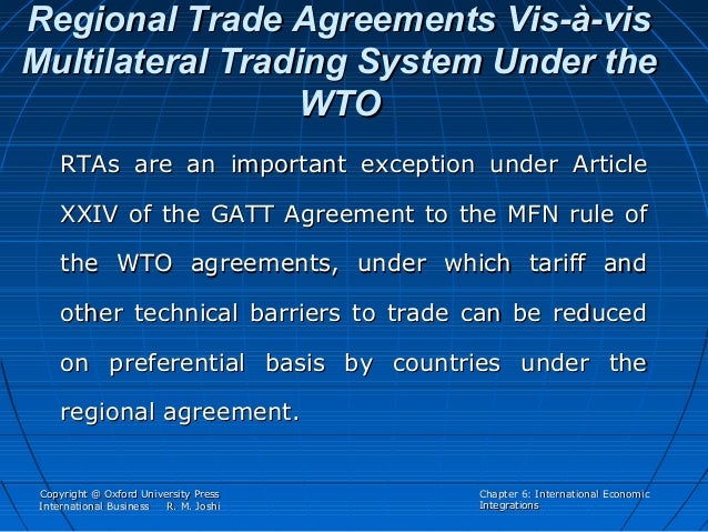 Multilateral trading system wto and regional integration