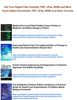 Handbook of Human Factors and Ergonomics in Health Care and Patient ...