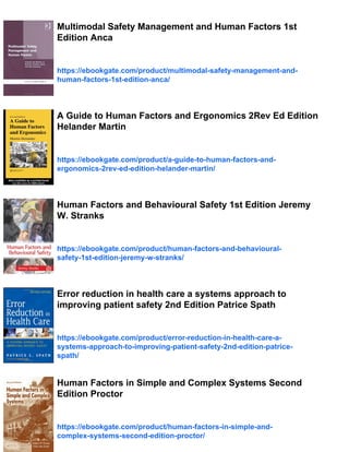Handbook of Human Factors and Ergonomics in Health Care and Patient ...