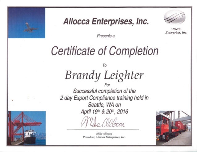 training certificate of completion