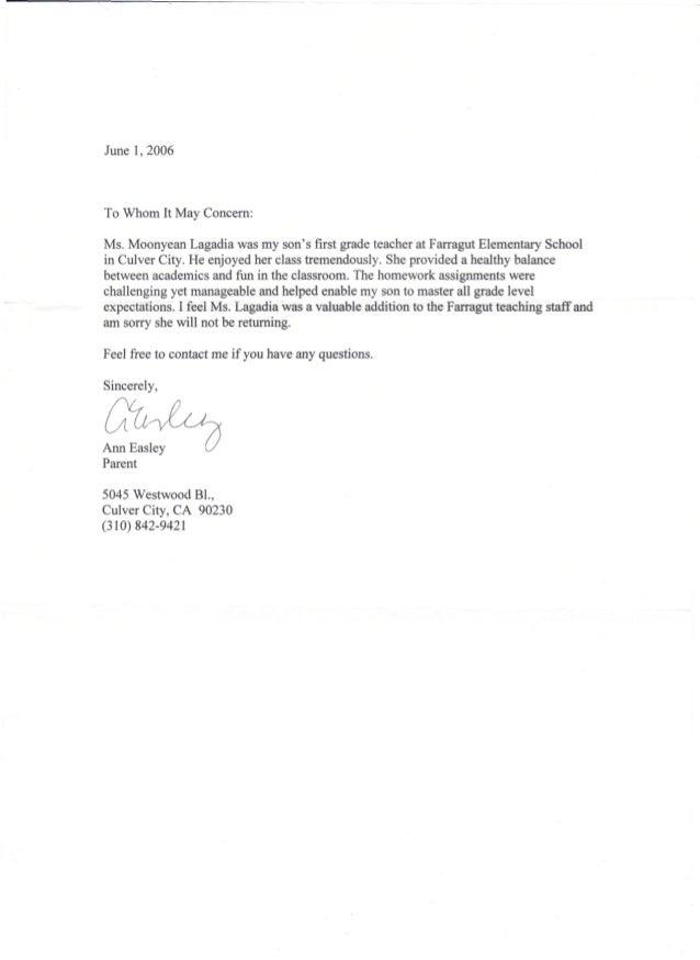 To Whom It May Concern School Letter To Whom It May Concern School Letter